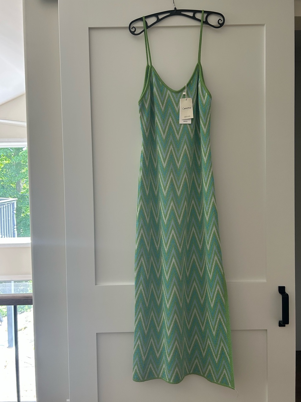 BNWT Mango Chevron Print Lurex Knit Midi Dress